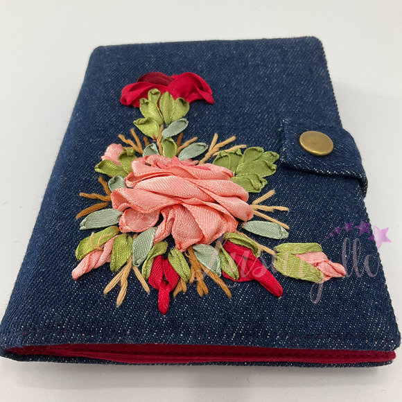 Red Rose Embroidery Passport Wallet & Silk Mask, Wedding Gift,Versatile Washable - Picture 3 of 16